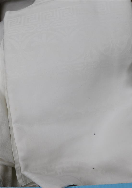 A quantity of mixed French linen sheets, tablecloths, pillowcases, etc.